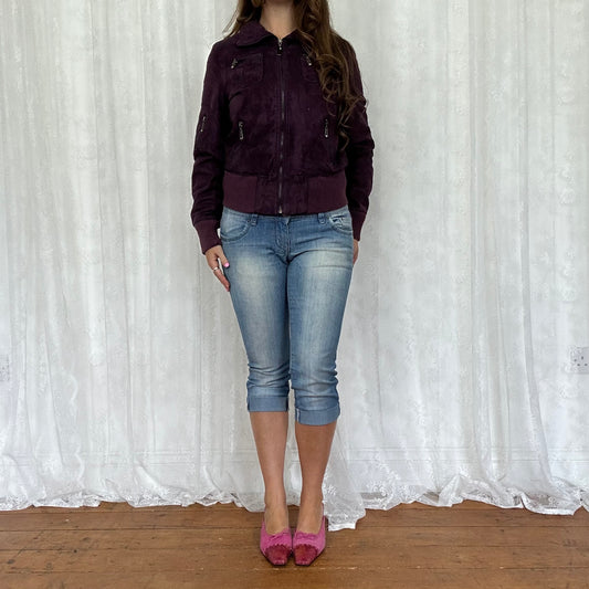 vintage 00s purple bomber jacket