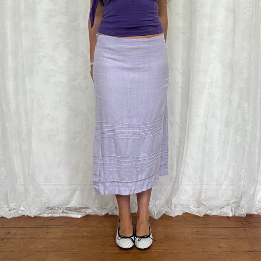 vintage 00s lilac linen midi skirt