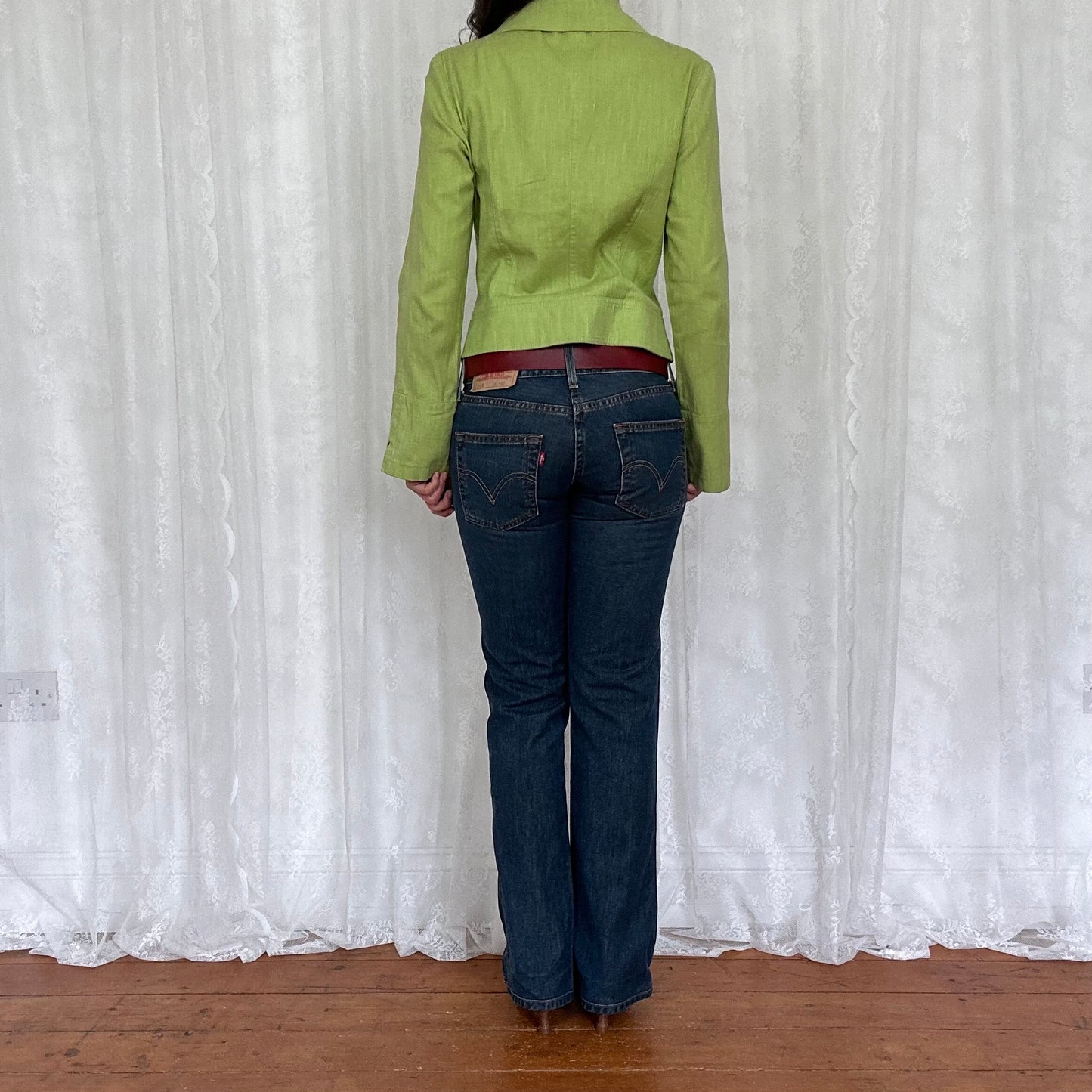 vintage 00s green zip up lightweight jacket