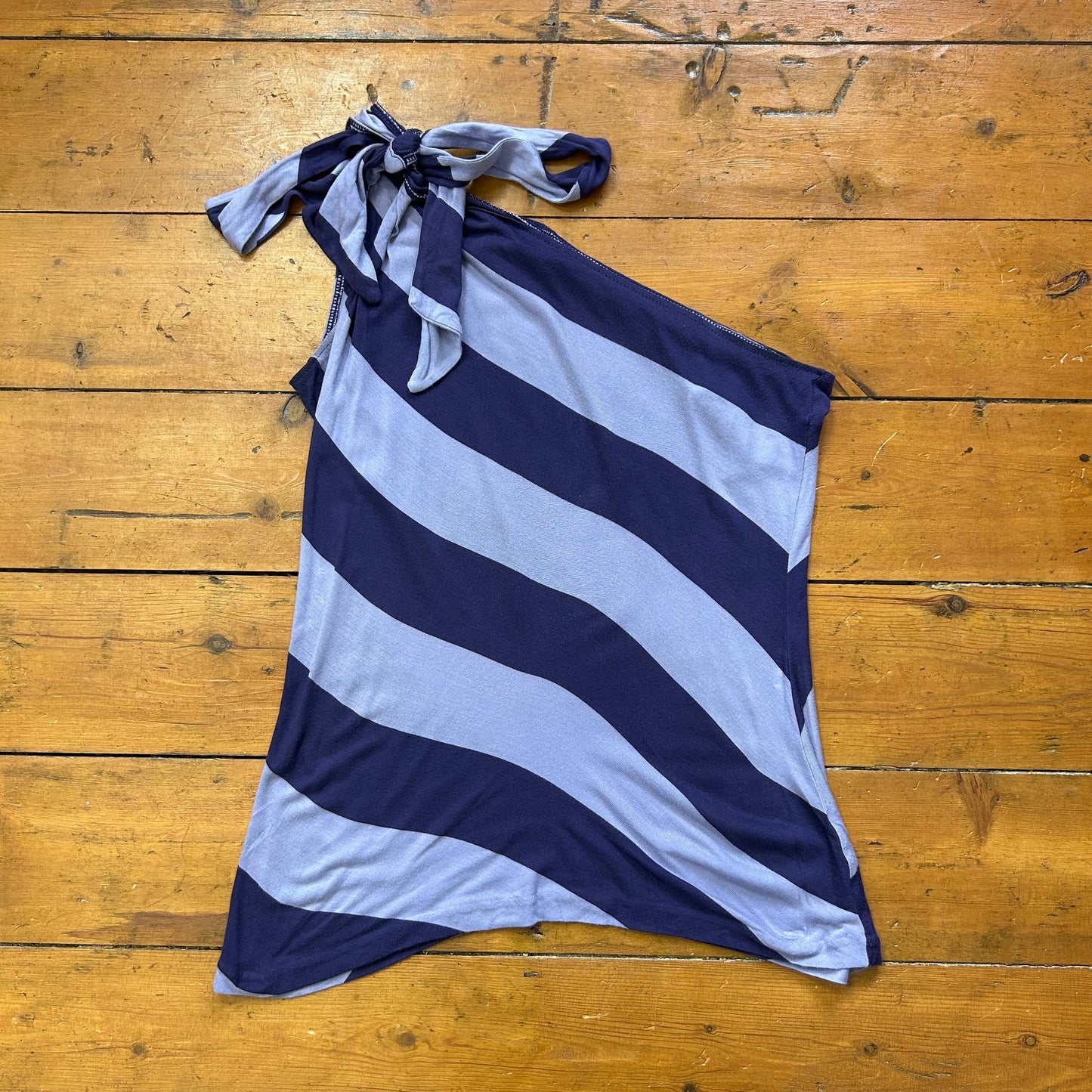 vintage 00s purple striped one shoudler top