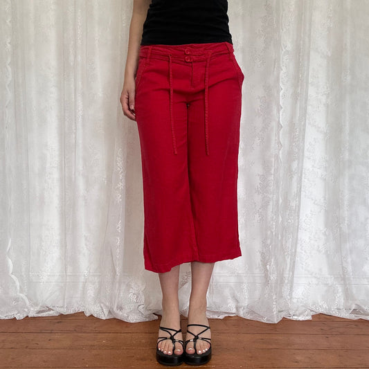vintage 00s red linen capri pants