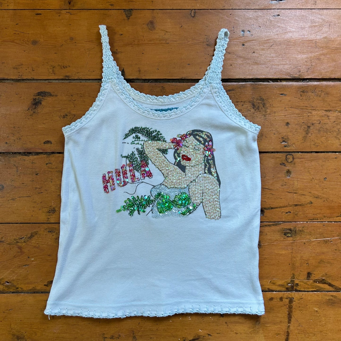 vintage 00s sequin graphic cami top