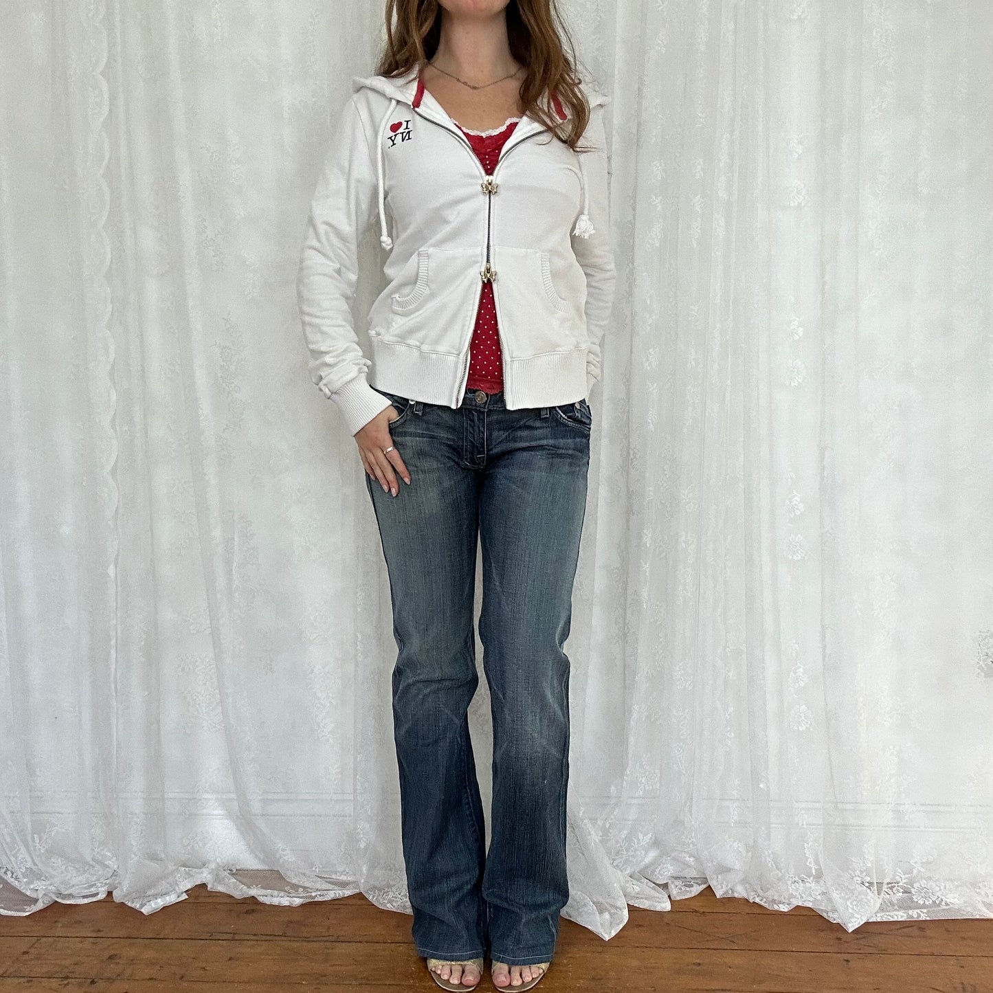 vintage 00s white New York zip up hoodie