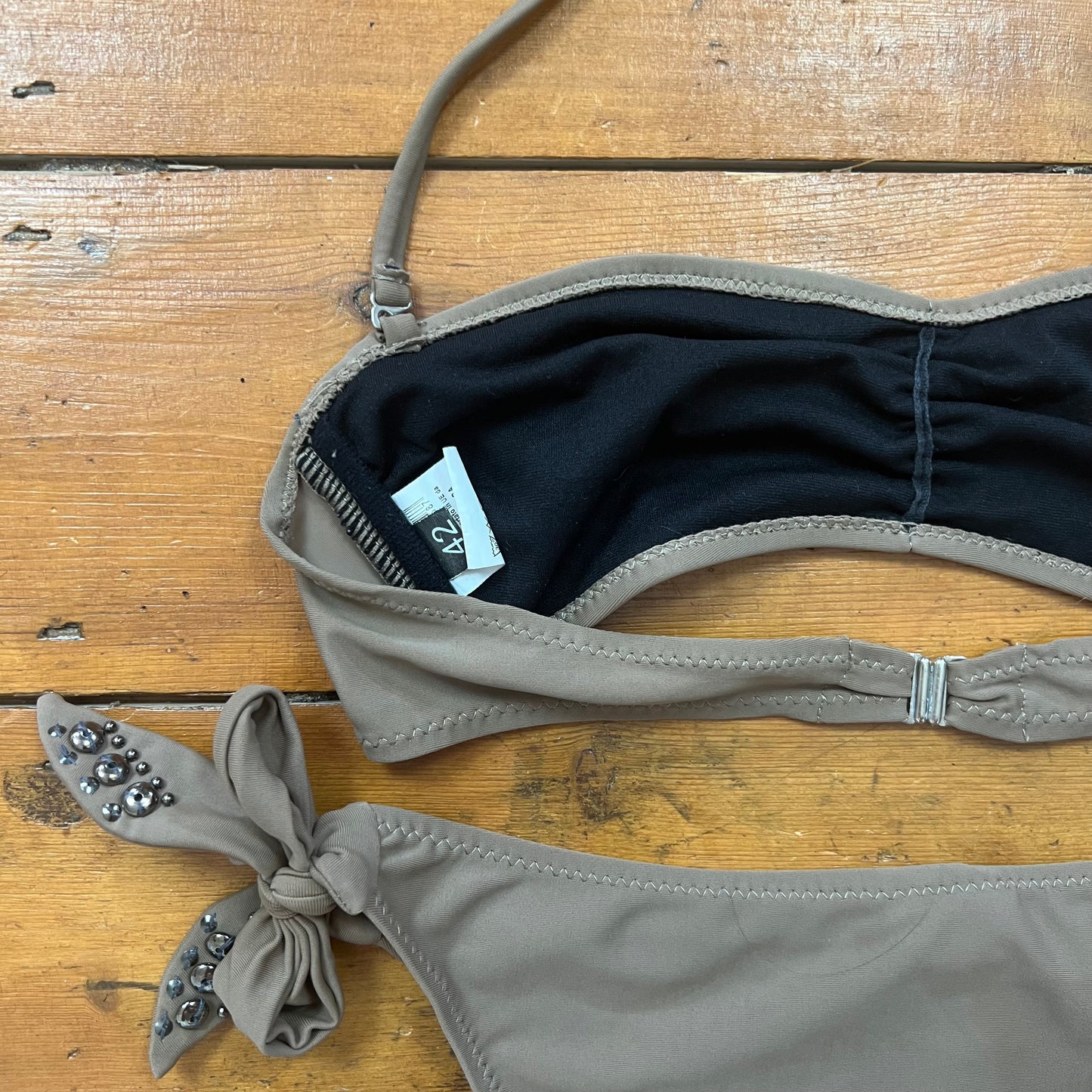vintage 00s brown / grey studded bikini set