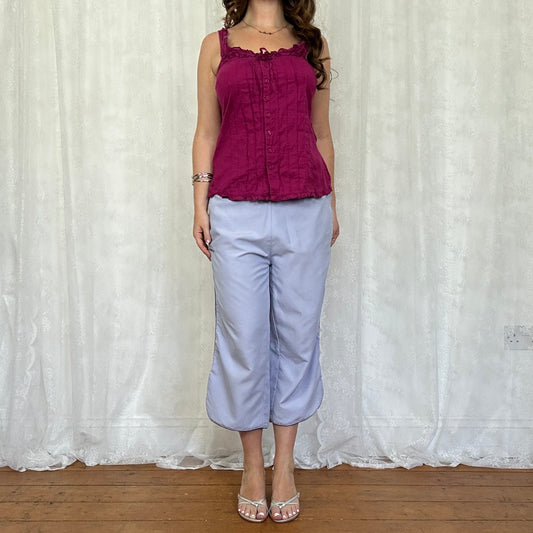 vintage 00s magenta tie back cami top