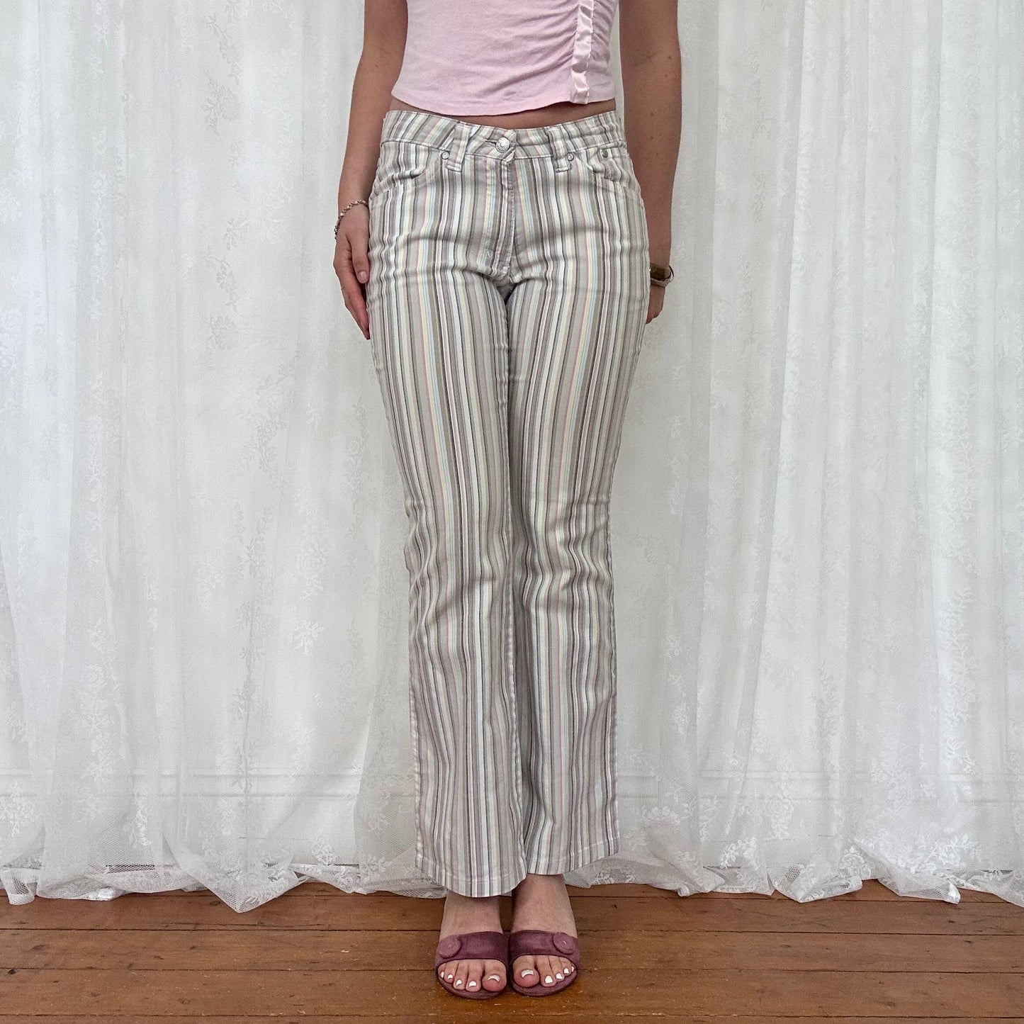 vintage 00s stripey flared trousers