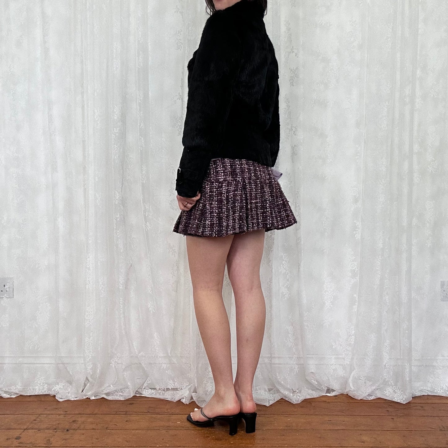 vintage 00s black super soft faux fur jacket