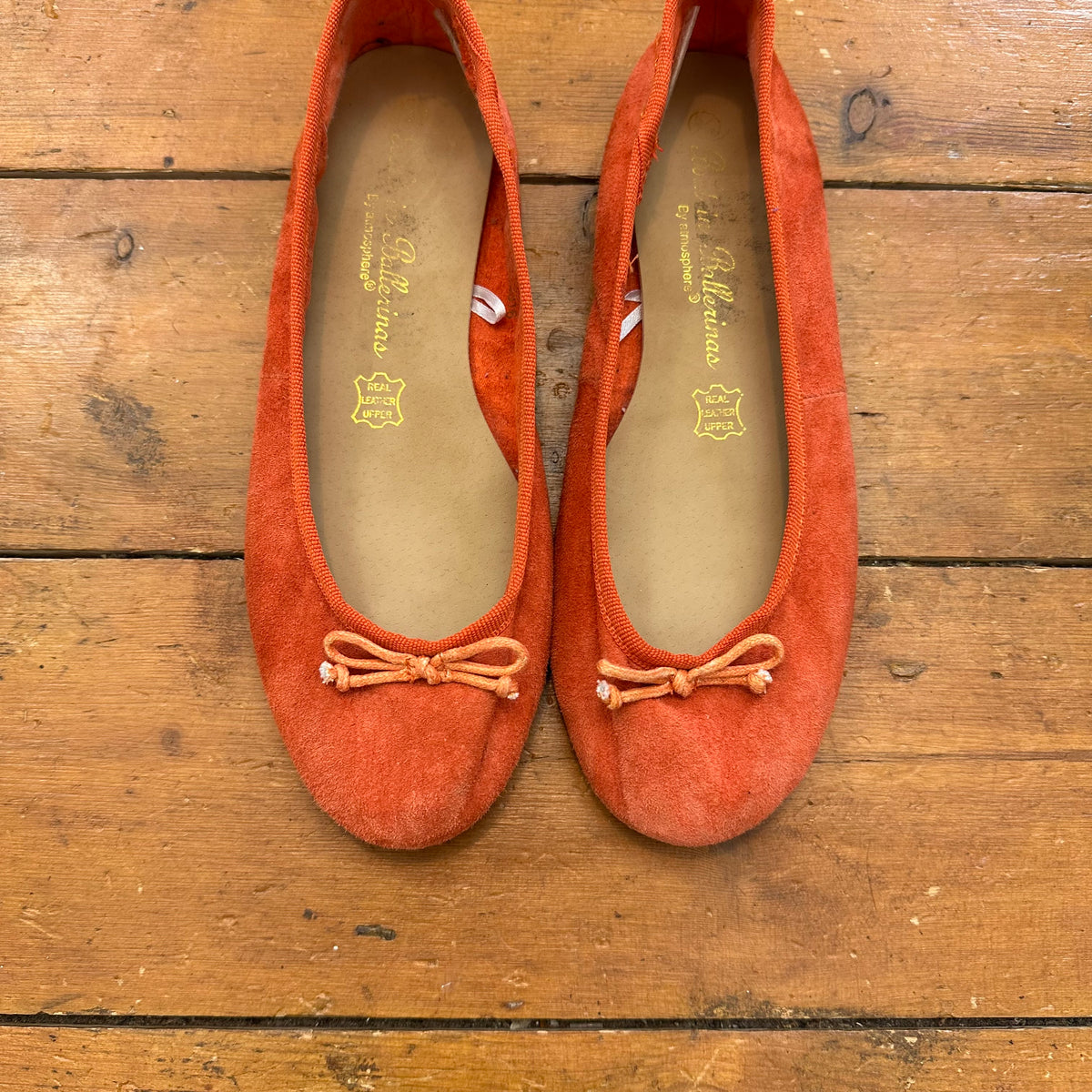 vintage 00s orange suede ballet pumps