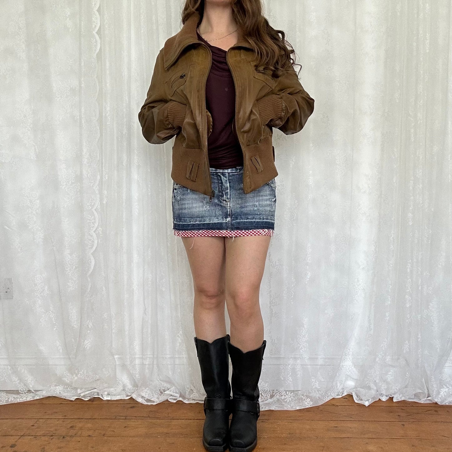 vintage 00s tan leather jacket