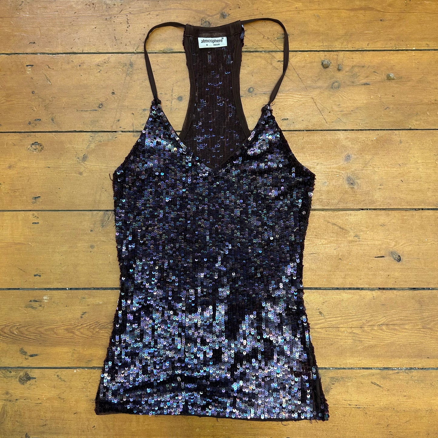 vintage 00s purple brown sequin cami top