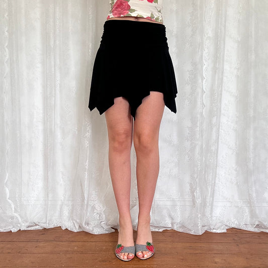 vintage 00s black fairy hanky hem mini skirt