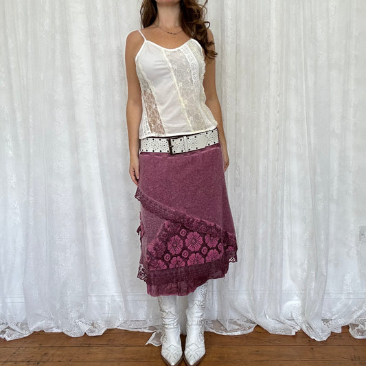 vintage 00s white lace panel cami