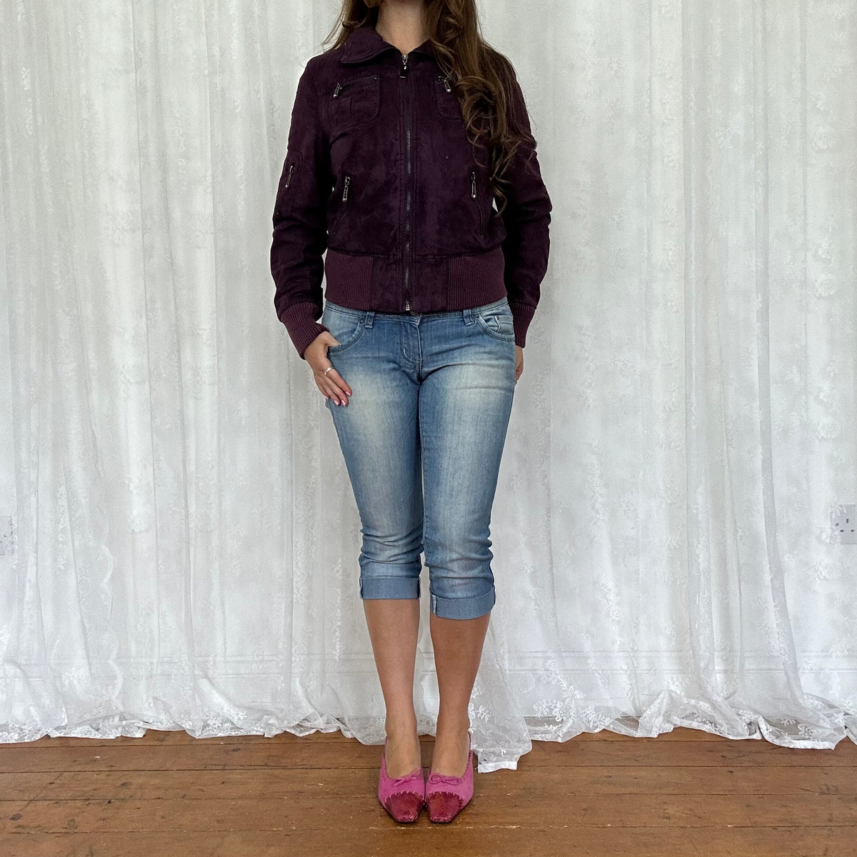 vintage 00s purple bomber jacket
