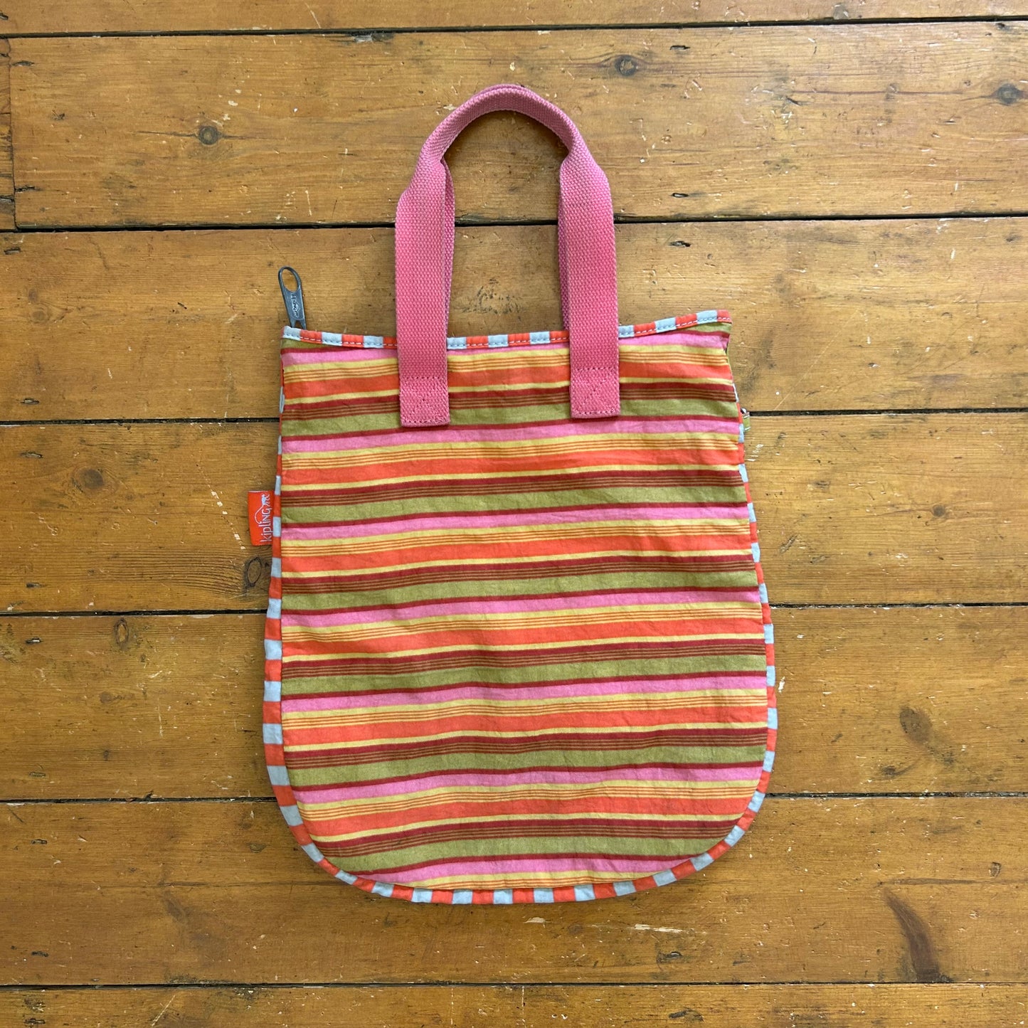 vintage 00s kipling multicolored stripey bag