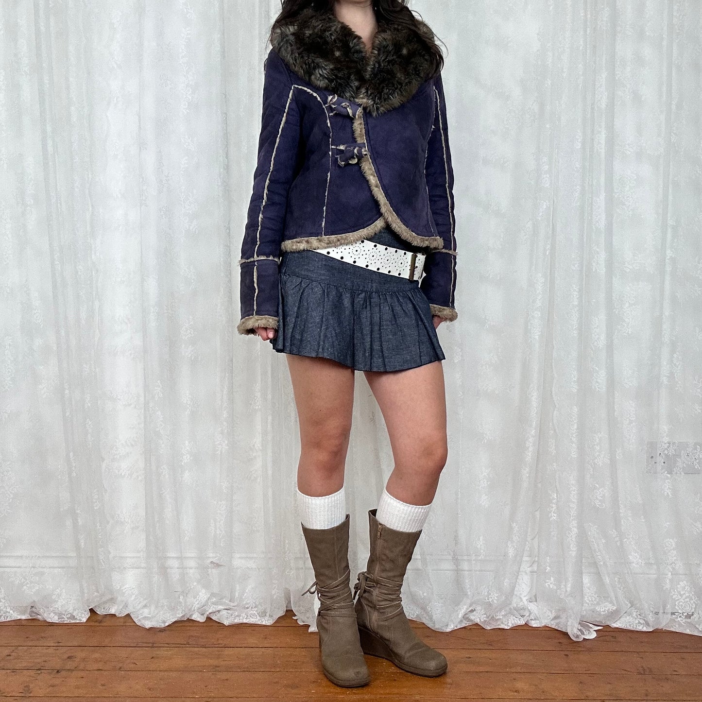 vintage 00s miss sixty blue short afghan coat