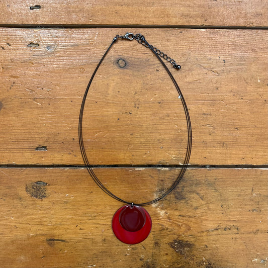 vintage 00s red disc necklace