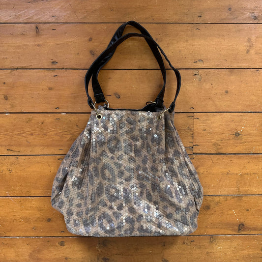 vintage 00s sequin leopard print shoulder bag