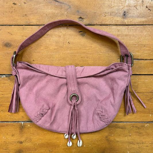 vintage 00s pink suede shoulder bag