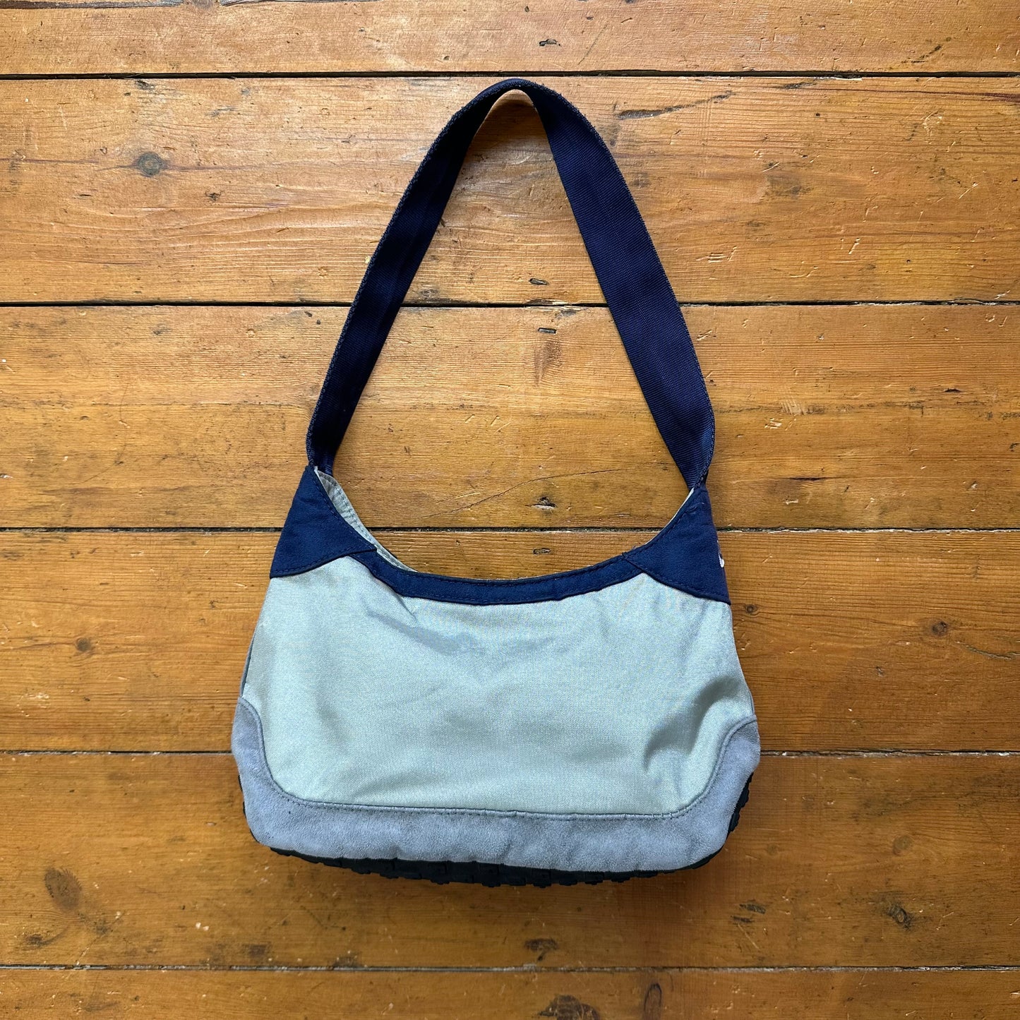 vintage 00s blue Nike mini baguette sneaker sole bag