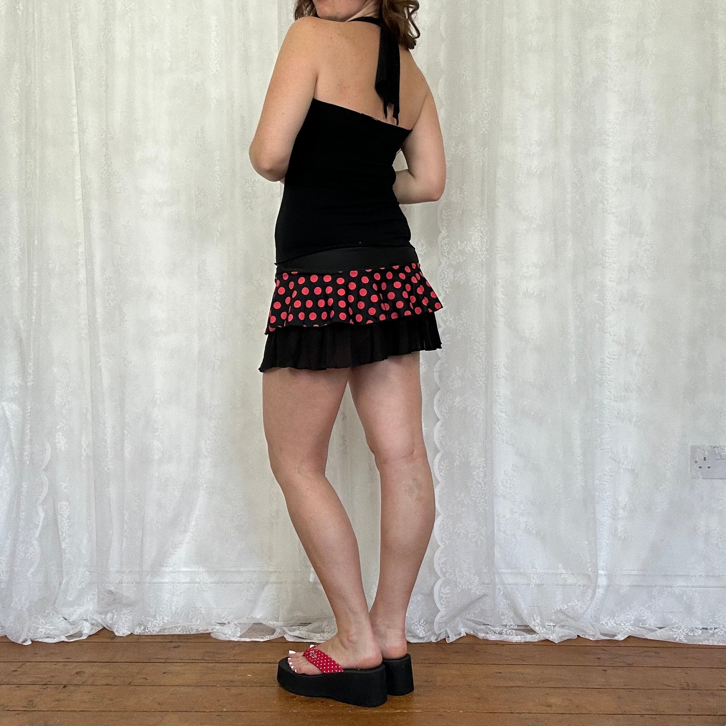 vintage 00s black cherry graphic halter top