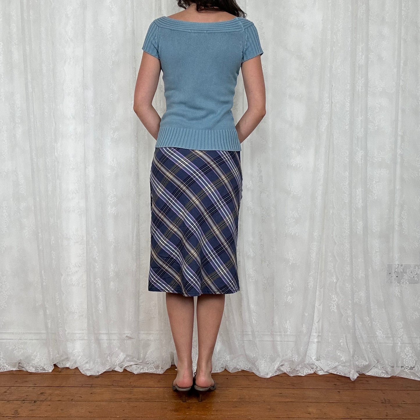 vintage 00s powder blue knitted short sleeve top