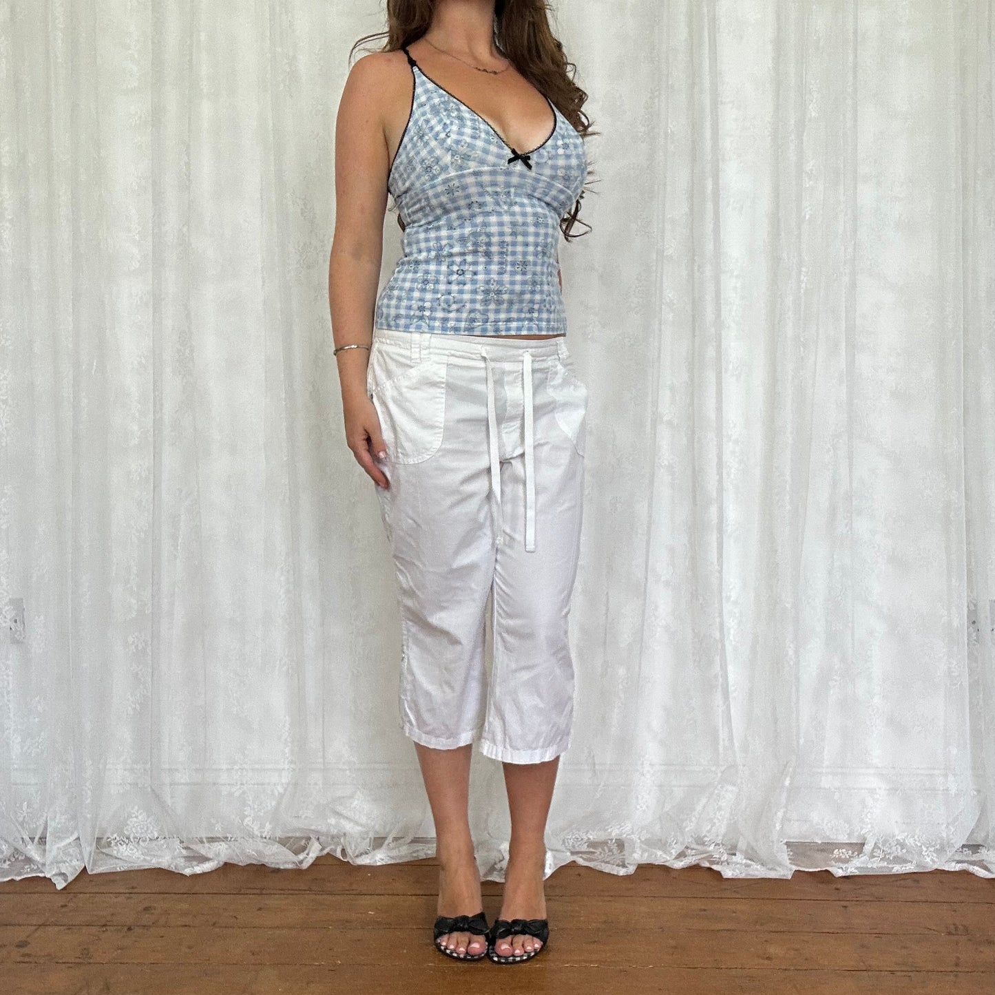 vintage 00s blue gingham intimissimi cami