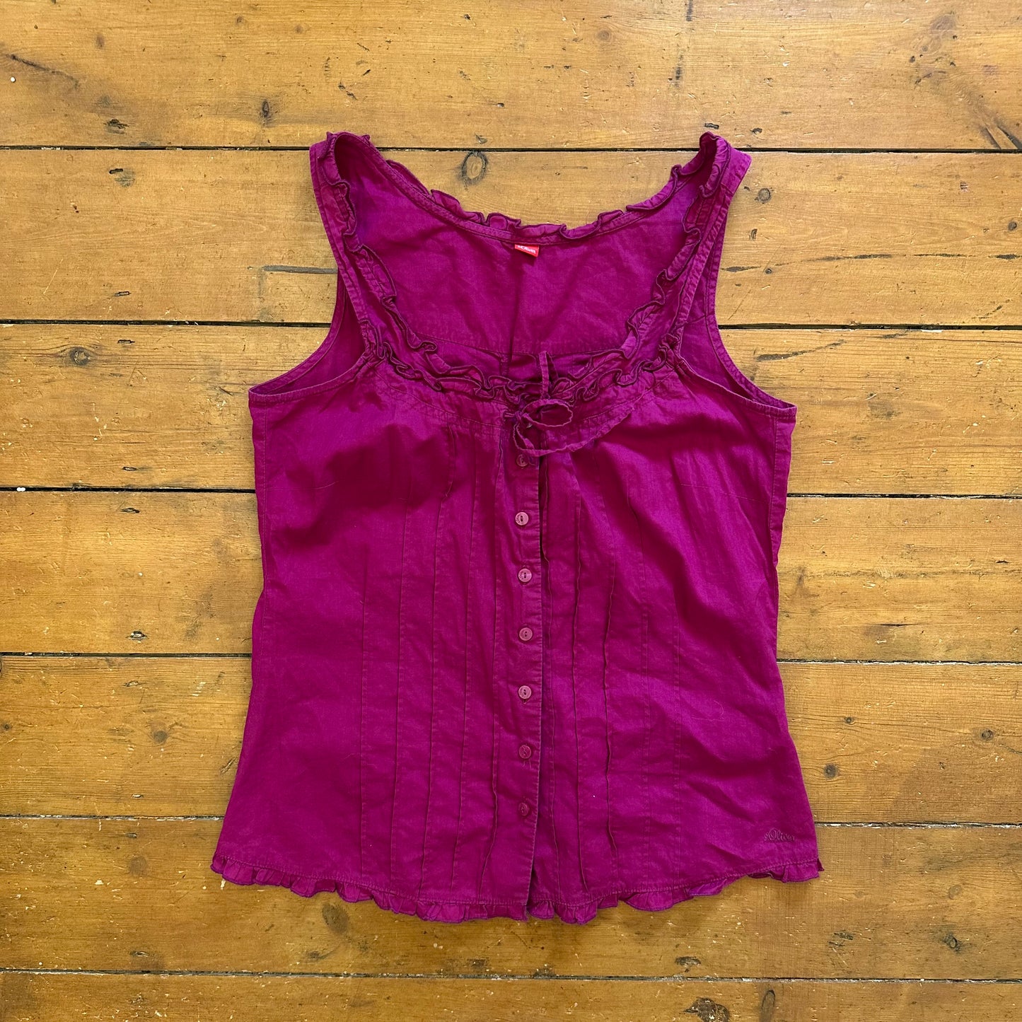 vintage 00s magenta tie back cami top