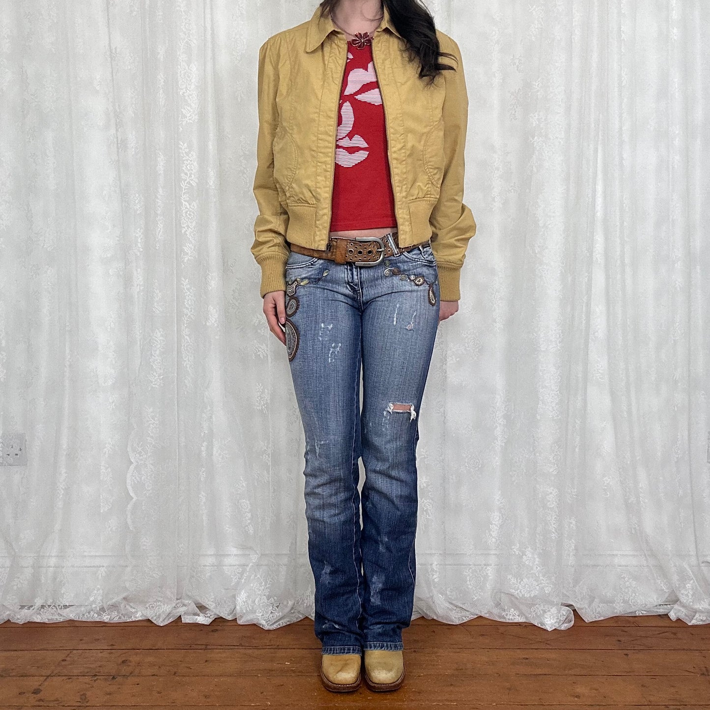vintage 00s mustard yellow bomber jacket