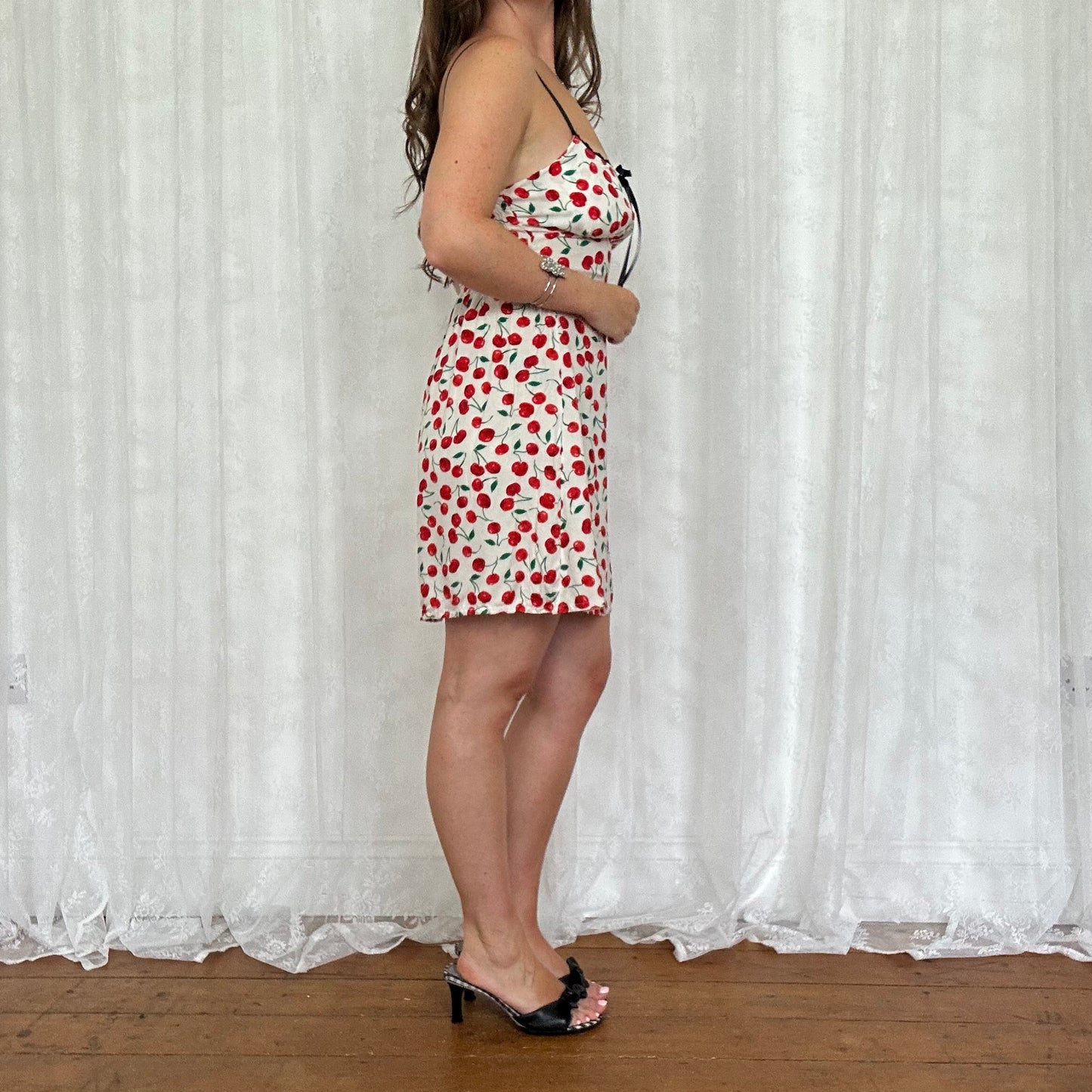 vintage 00s cherry print mini dress