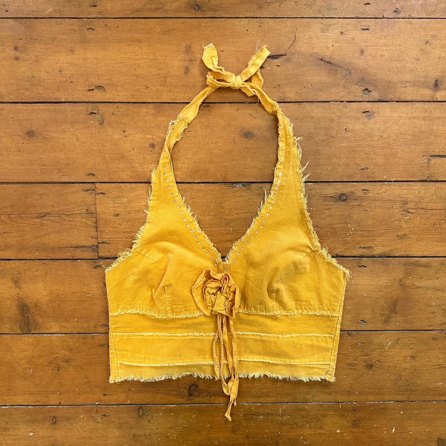vintage 00s yellow flower halter top