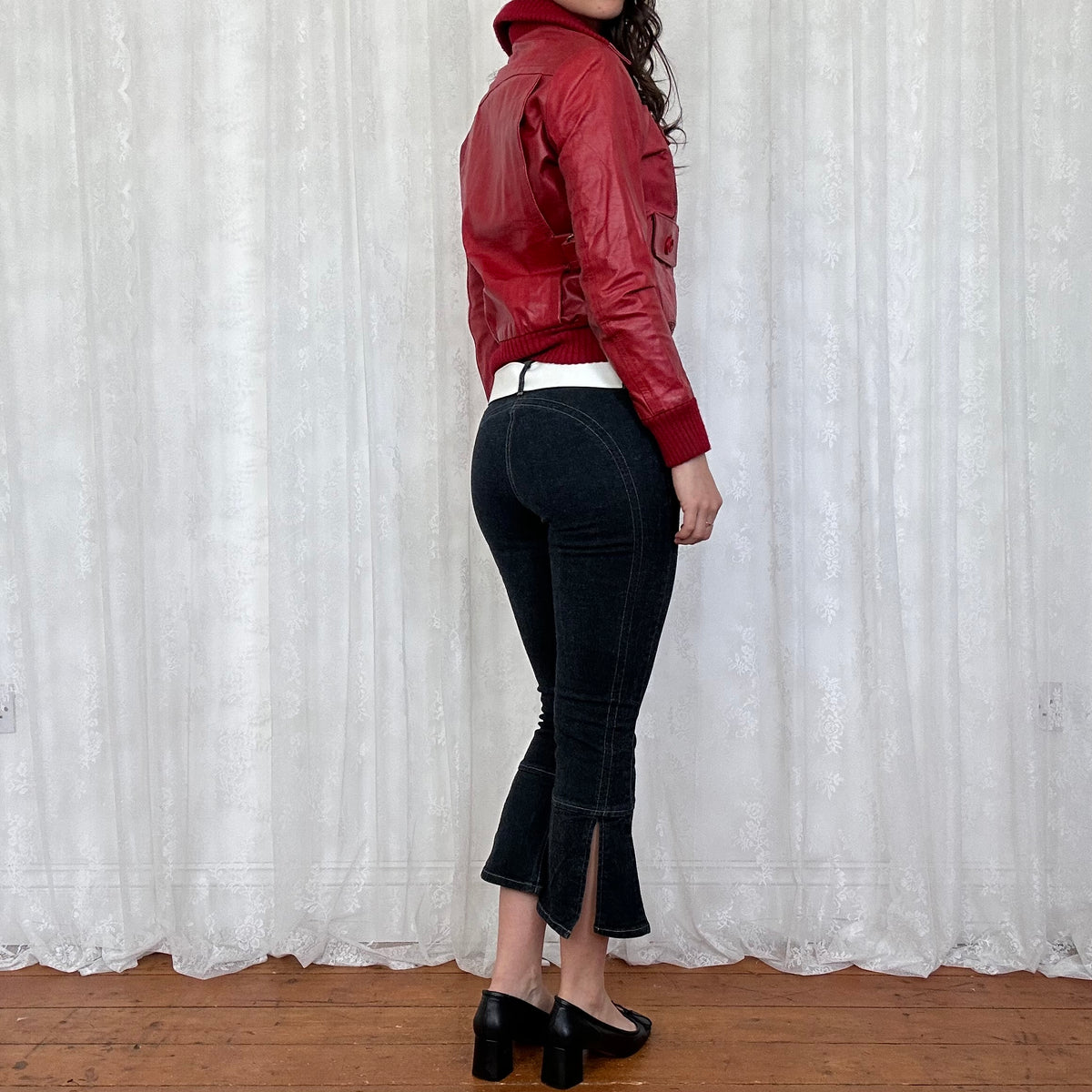 vintage 00s red leather bomber jacket