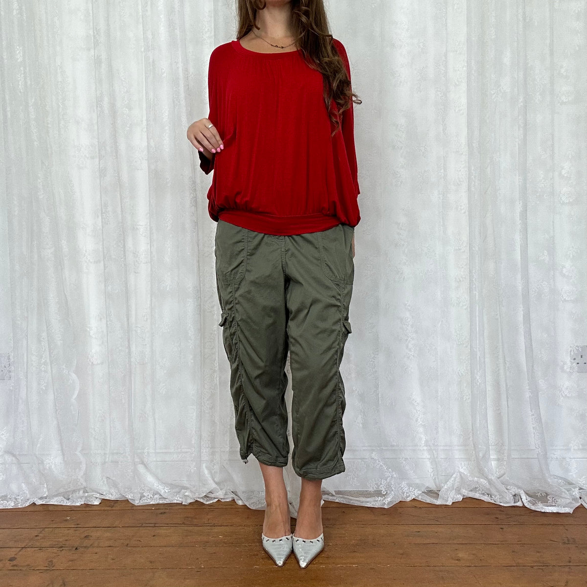 vintage 00s red batwing exposed back top