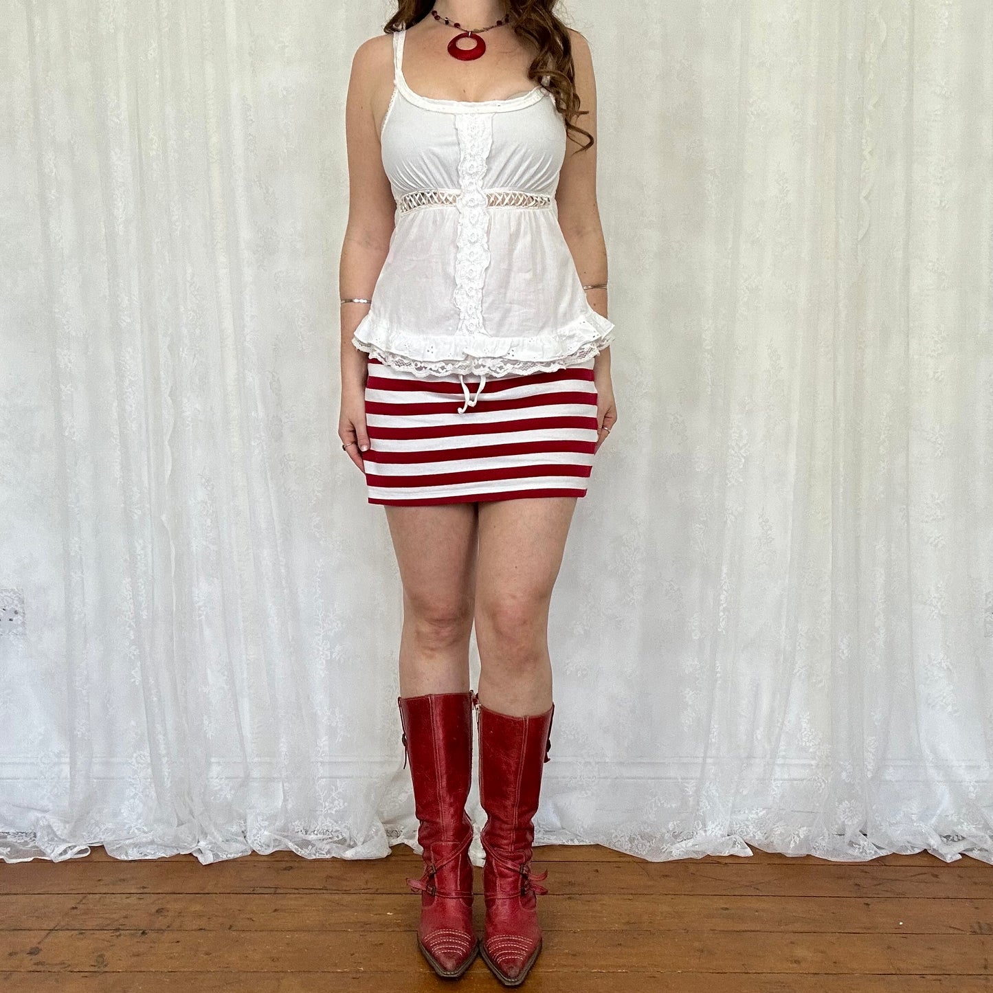 vintage 00s white broderie lace trim cami