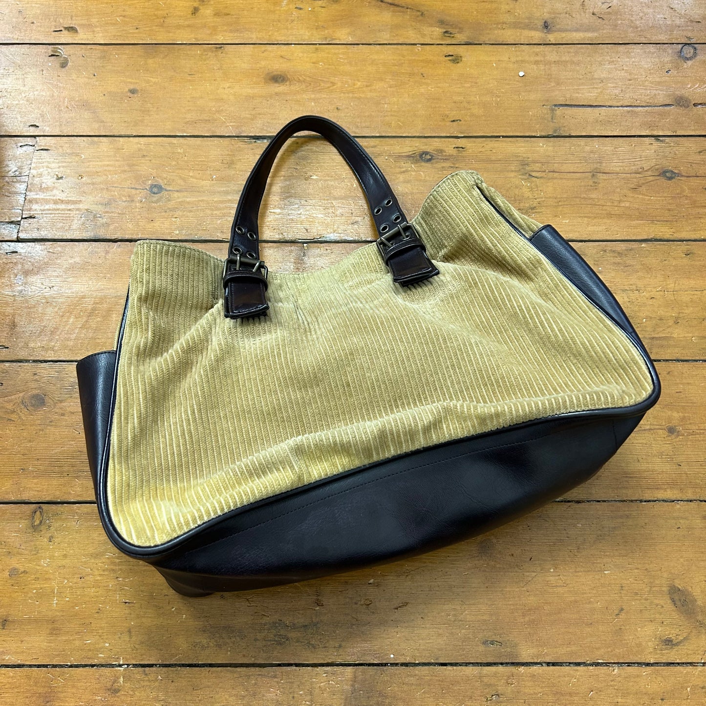 vintage 00s brown and beige cord shoulder bag