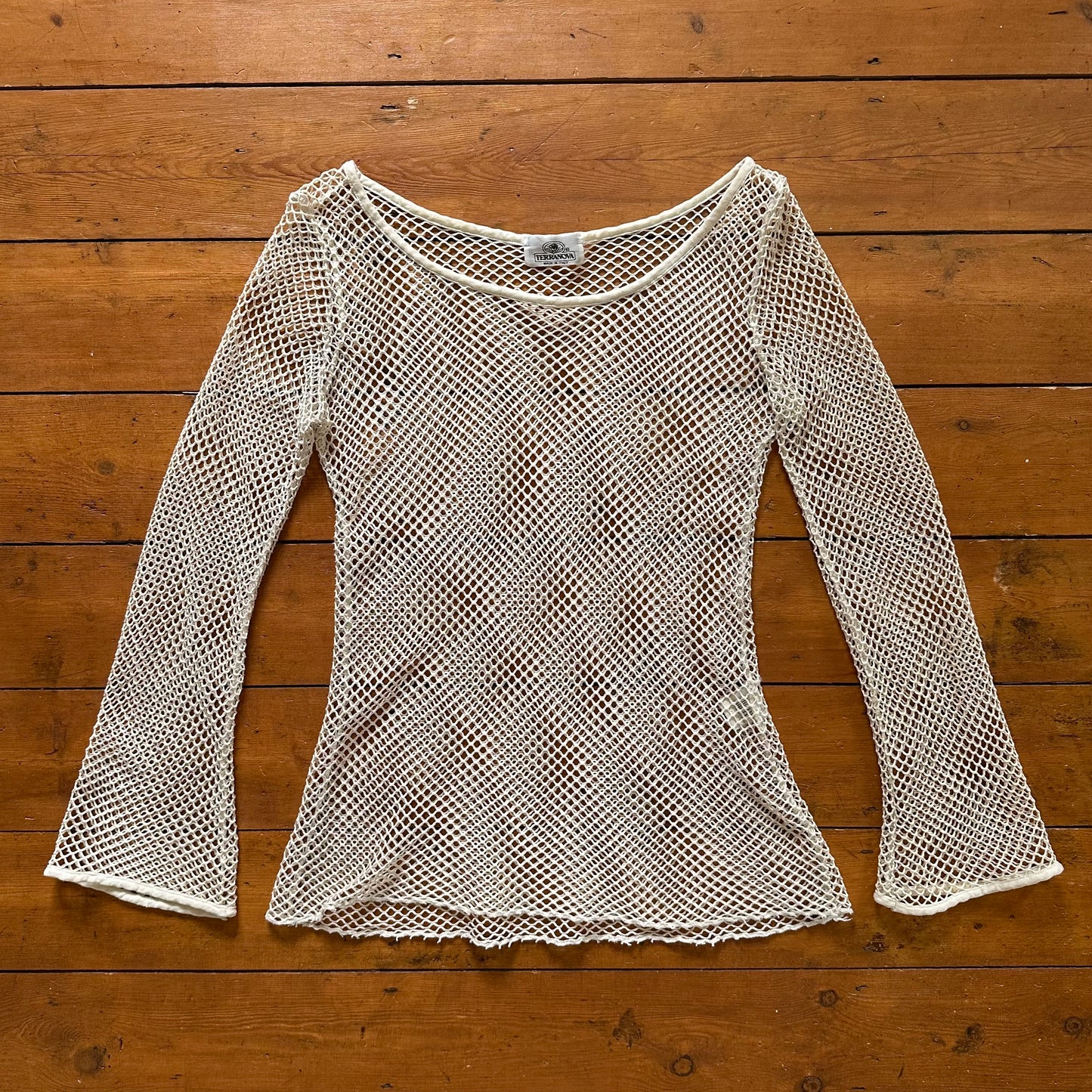 vintage 00s crochet long sleeve top
