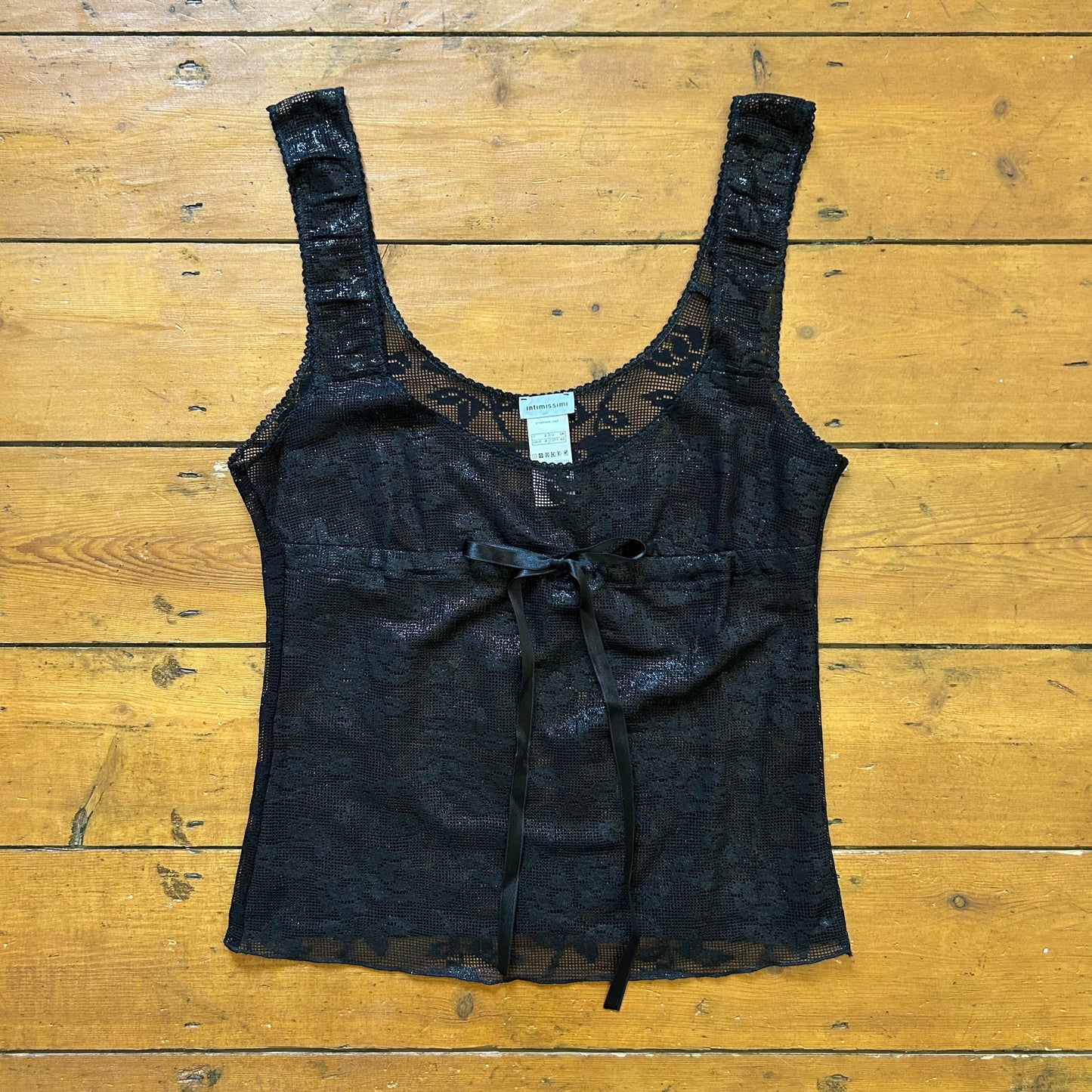 vintage 00s black crochet cami top