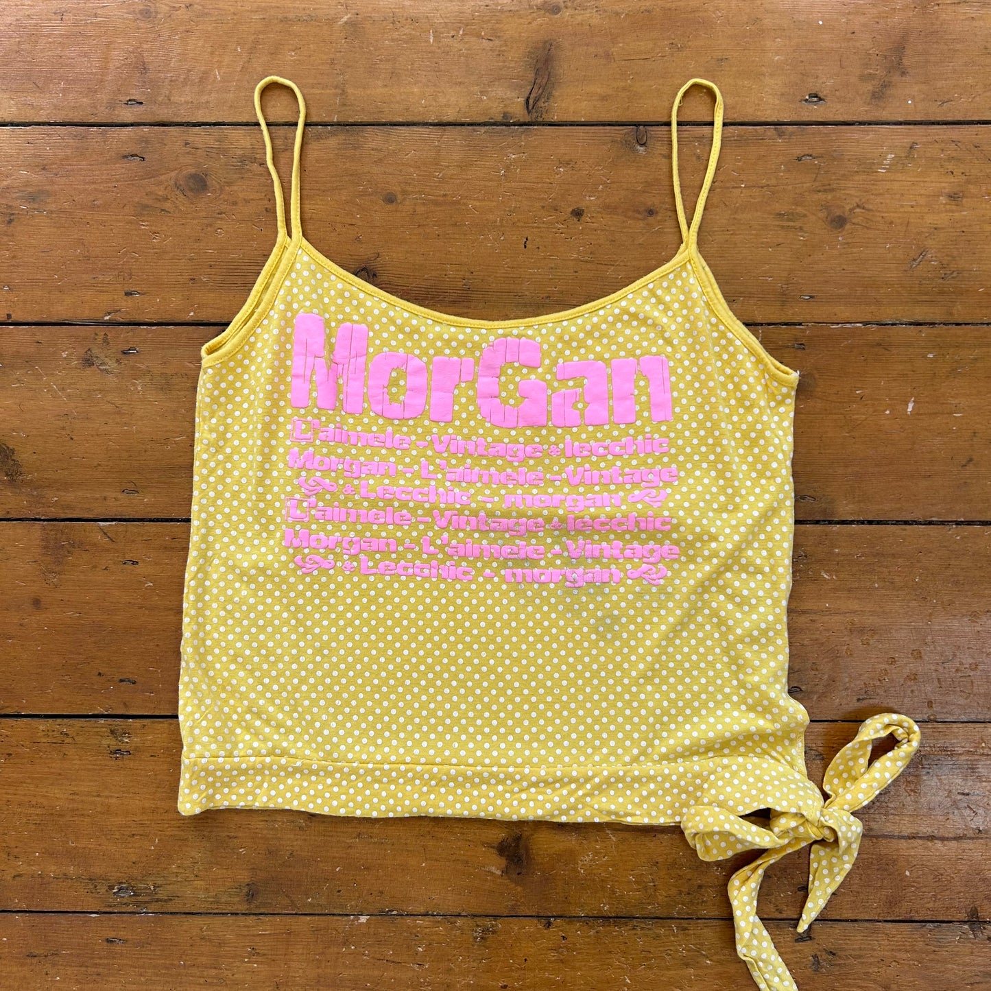 vintage 00s yellow polka dot cami top