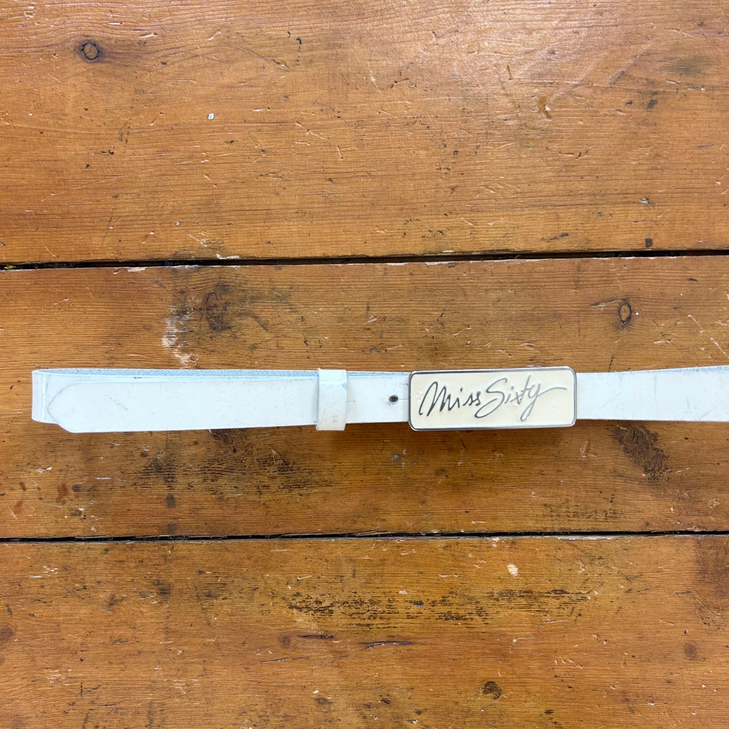 vintage 00s white miss sixty belt