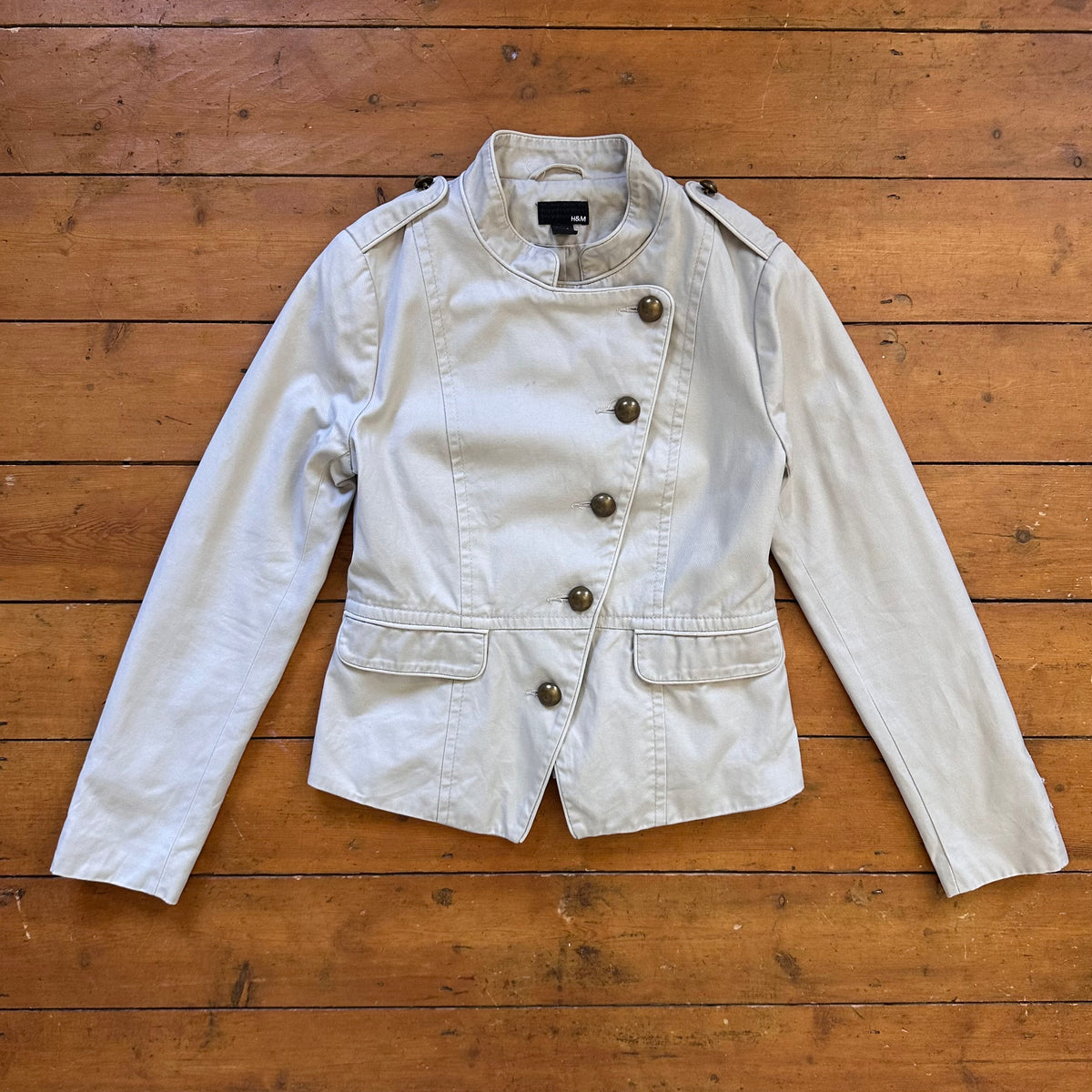 vintage 00s beige military style jacket