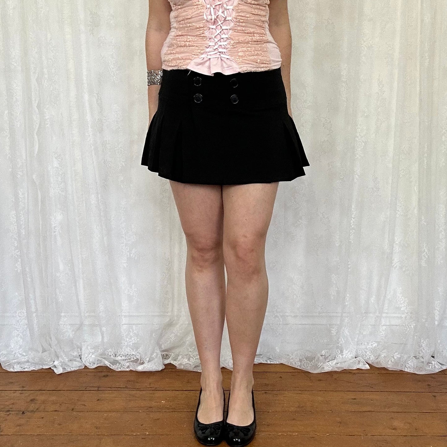 vintage 00s black pleated mini skirt