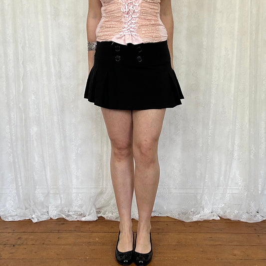 vintage 00s black pleated mini skirt