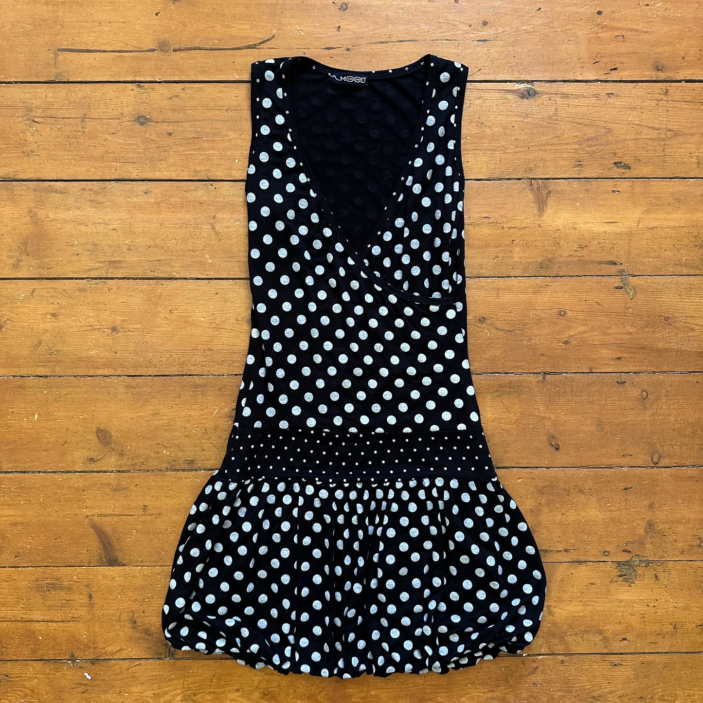 vintage 00s black polka dot mini dress