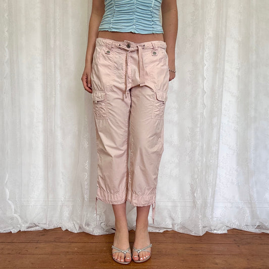 vintage 00s pale pink cargo capri trousers
