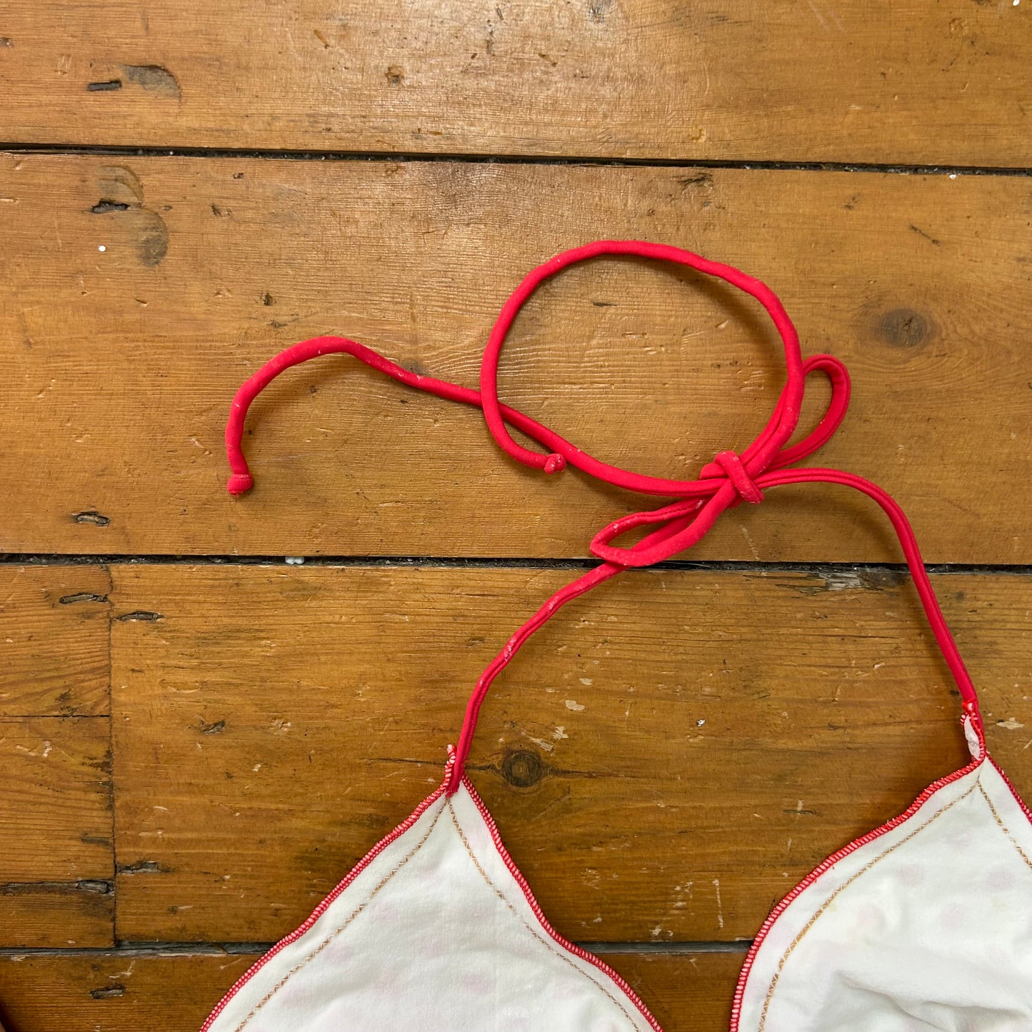 vintage 00s white and red polka dot bikini