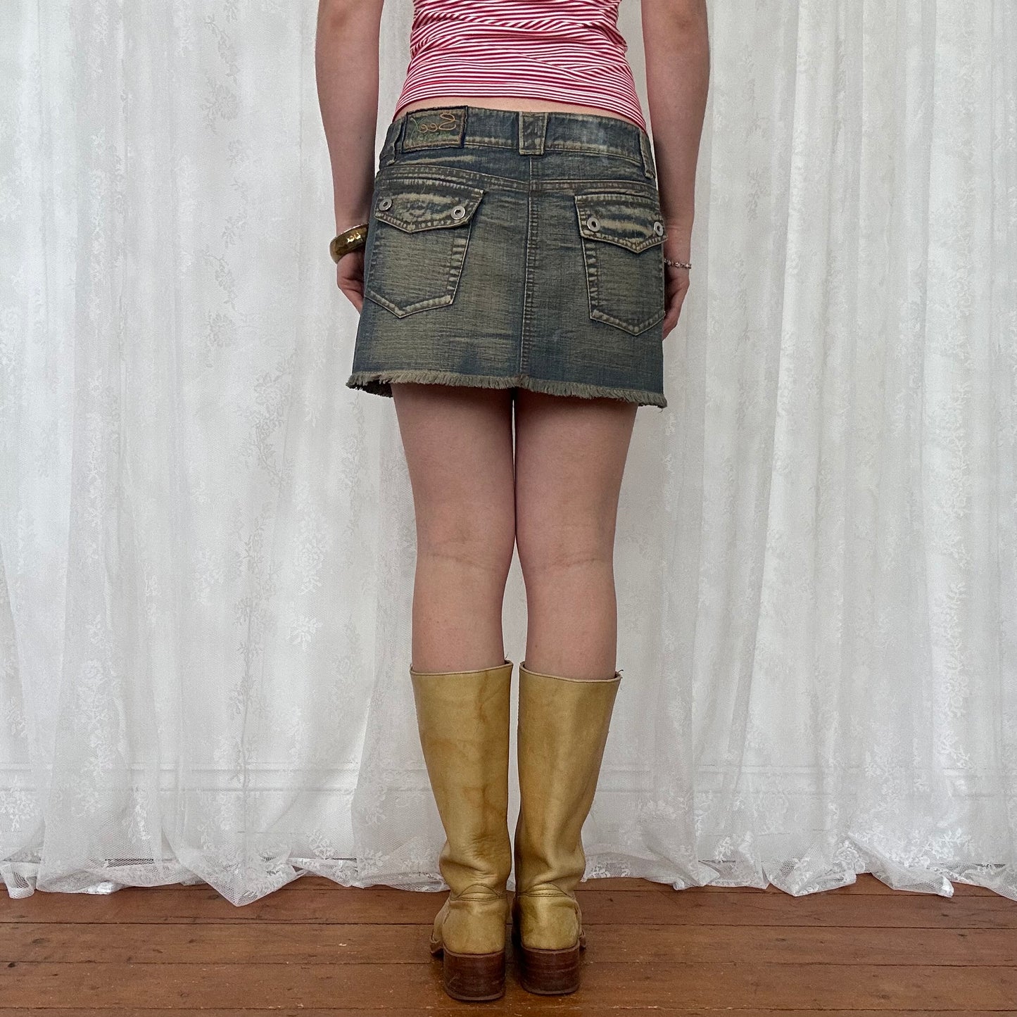vintage 00s washed denim mini skirt