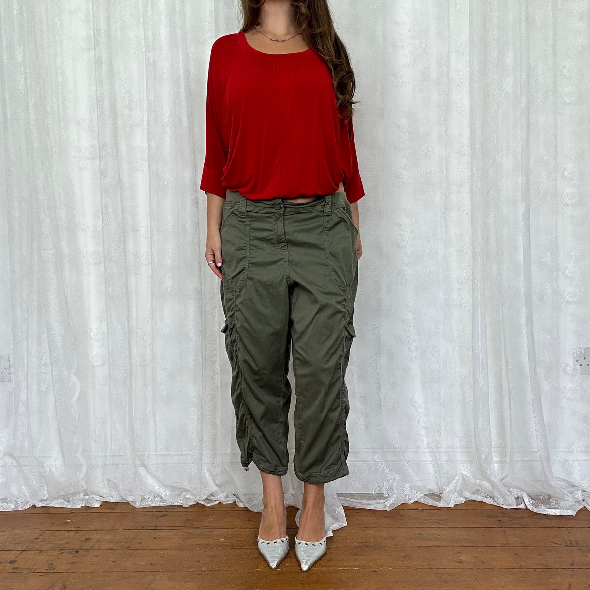vintage 00s red batwing exposed back top