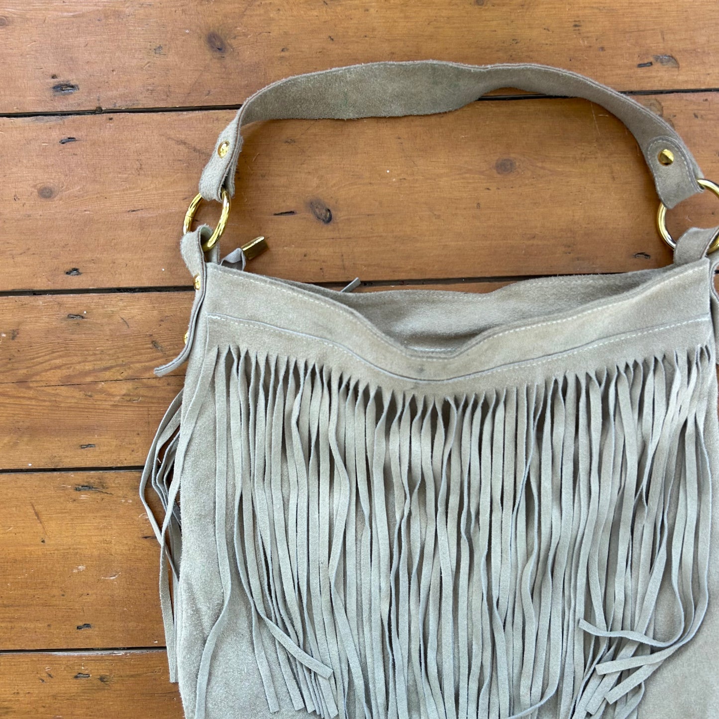vintage 00s leather tassle shoulder bag