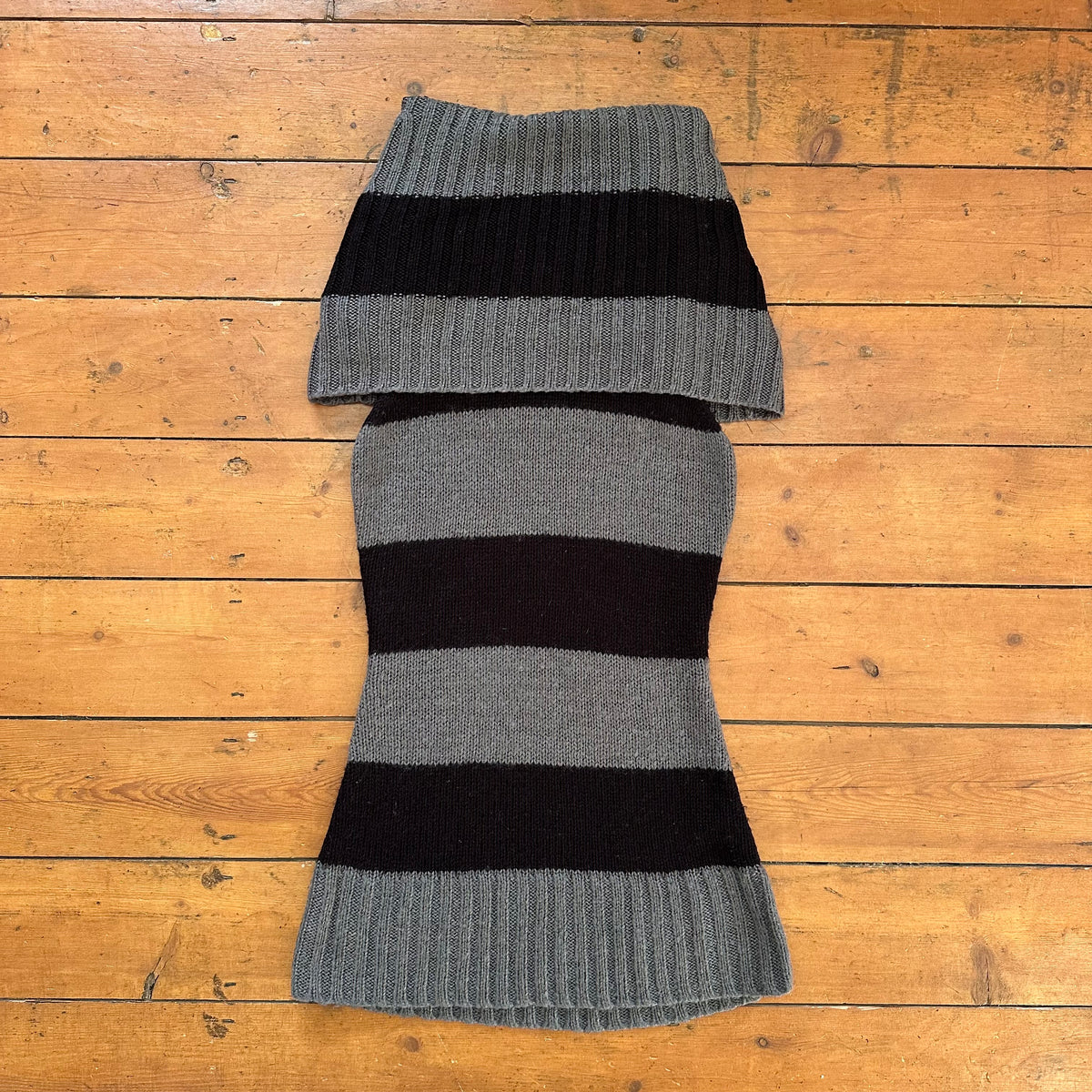 vintage 00s grey and black striped mini dress