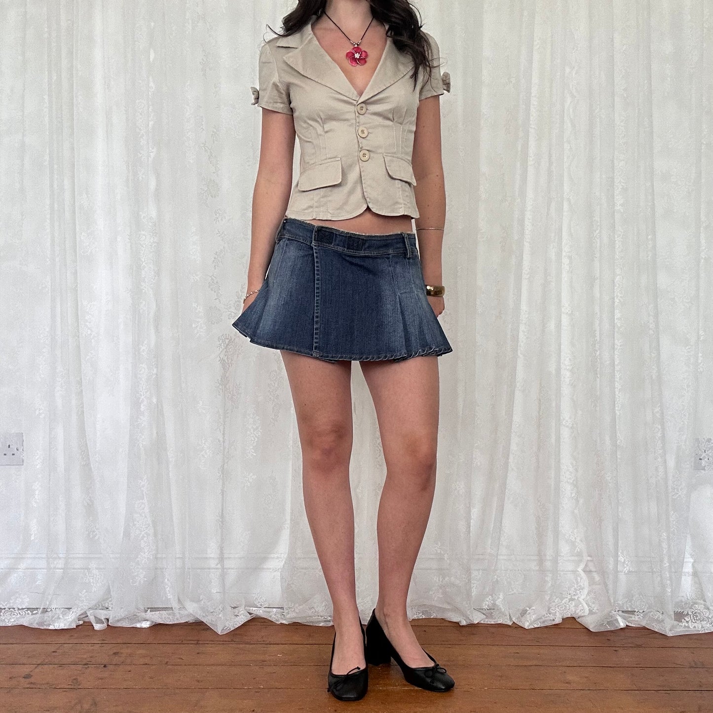 vintage 00s beige button up blazer top