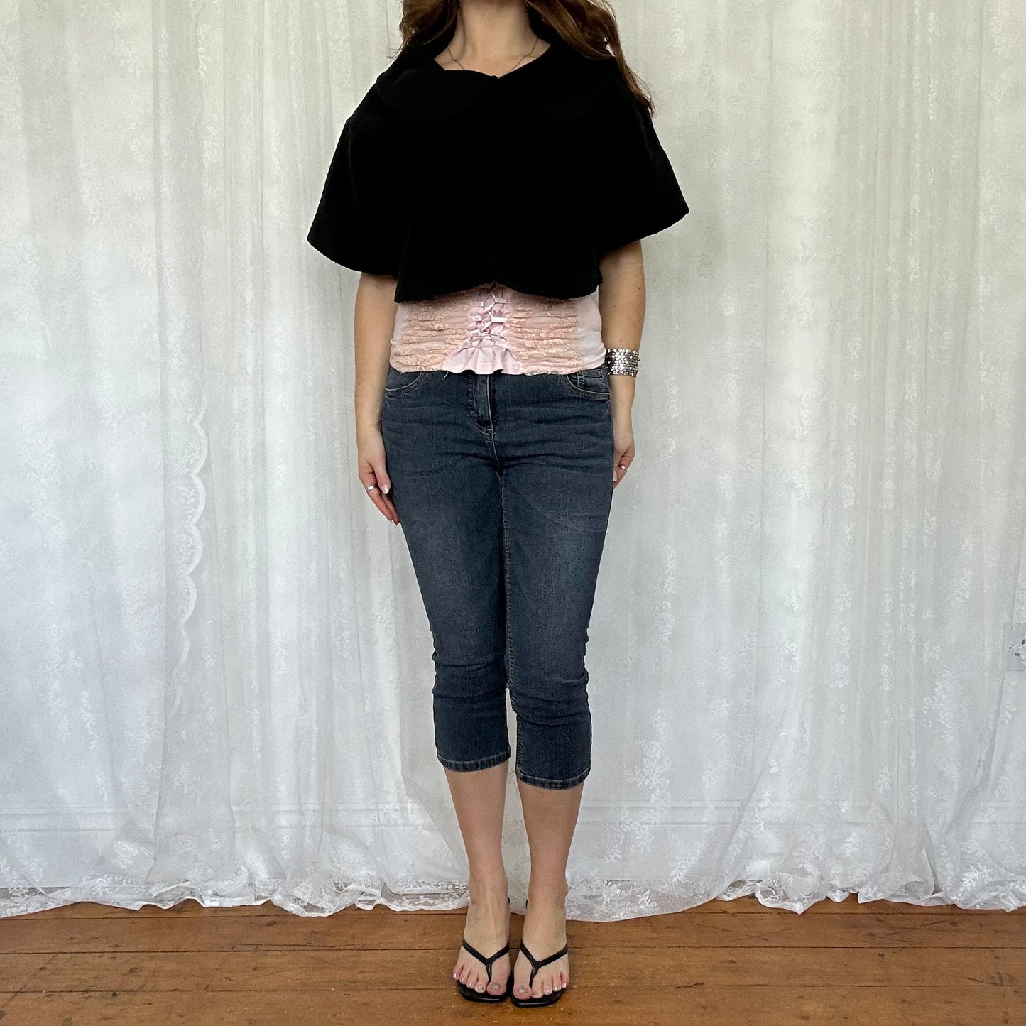 vintage 00s black cropped peacoat